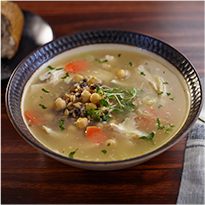 Hearty chicken soup with ancient grains