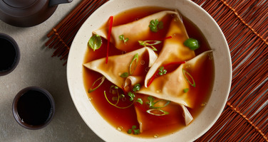 Butternut Squash Dumplings with Truffled Pho Broth