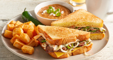 Carne Asada Grilled Cheese with Birria Hollandaise