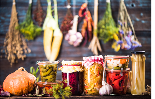 Assortment of Pickled Vegetables in Jars