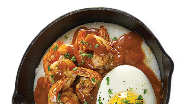 Shrimp and Grits with Fried Egg