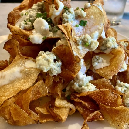 Bacon and Blue Cheese Skillet Chips