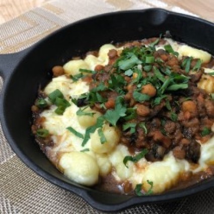 Baked Potato Gnocchi with Vegetarian Bolognese