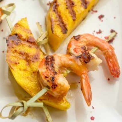 Moroccan Char Grilled Shrimp & Mango Skewers