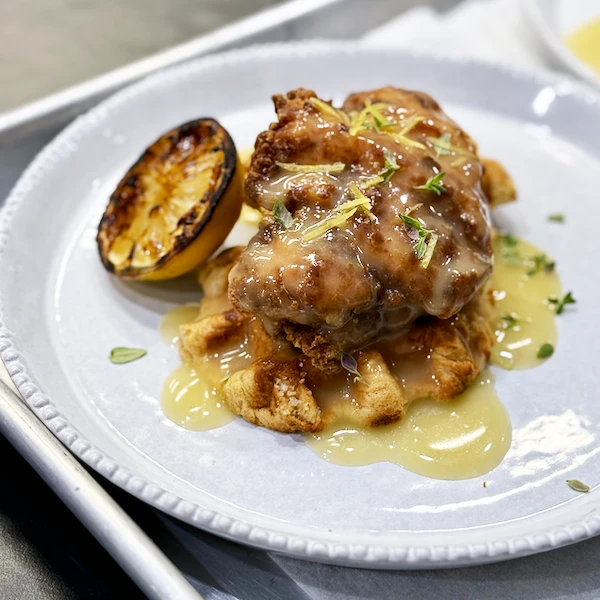 TV Dinner Chicken & Waffles with Lemon-Thyme Gravy