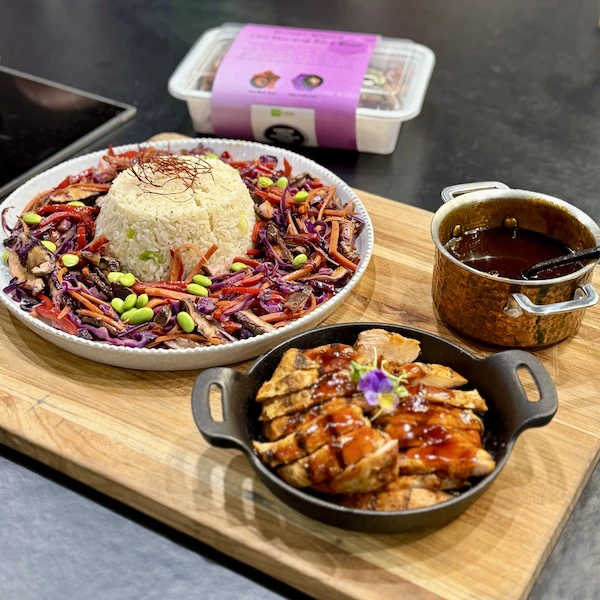Korean Glazed Chicken and Rice Bowl
