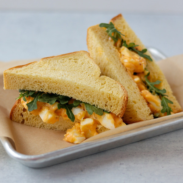 Red Hot Deviled Egg Crostini