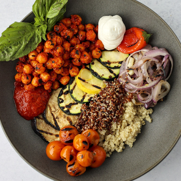 Grilled Mediterranean Quinoa Bowl