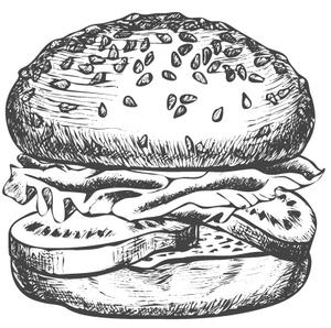 Burger Concept Pencil Sketch Image