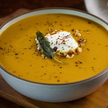 Roasted Butternut Squash and Apple Soup with Sage