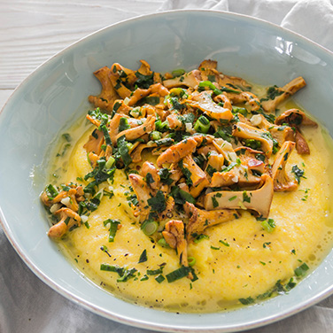 Mushroom Polenta with Curry Hollandaise