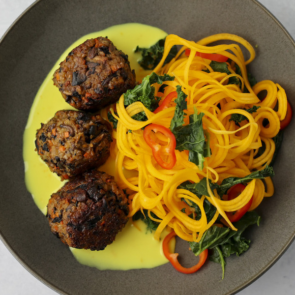 Mushroom "Meat"balls with Butternut Squash Noodles