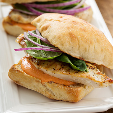 Mediterranean Chicken Breast sandwich with Harissa