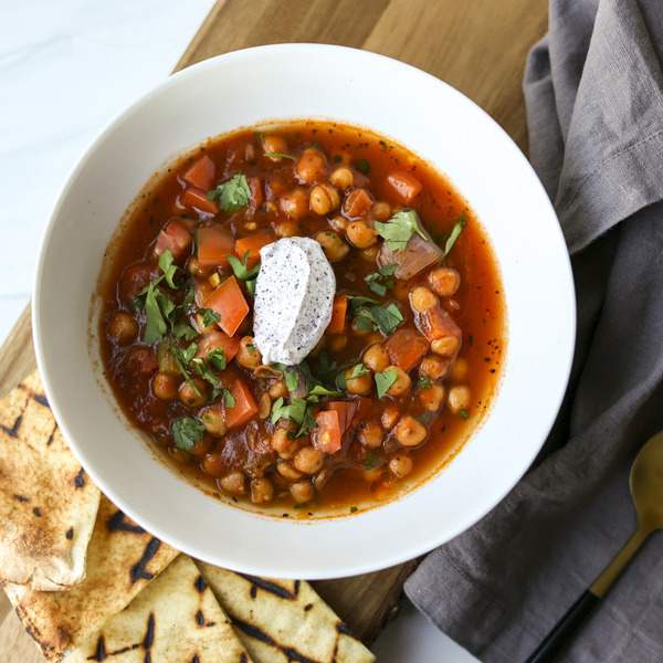 Stewed Chickpeas with Sumac Labneh