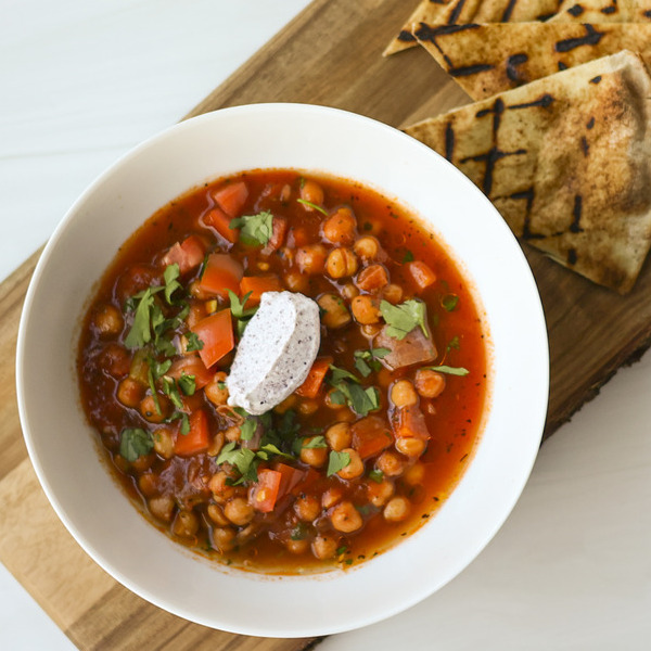 Stewed Chickpeas with Sumac Labeneh