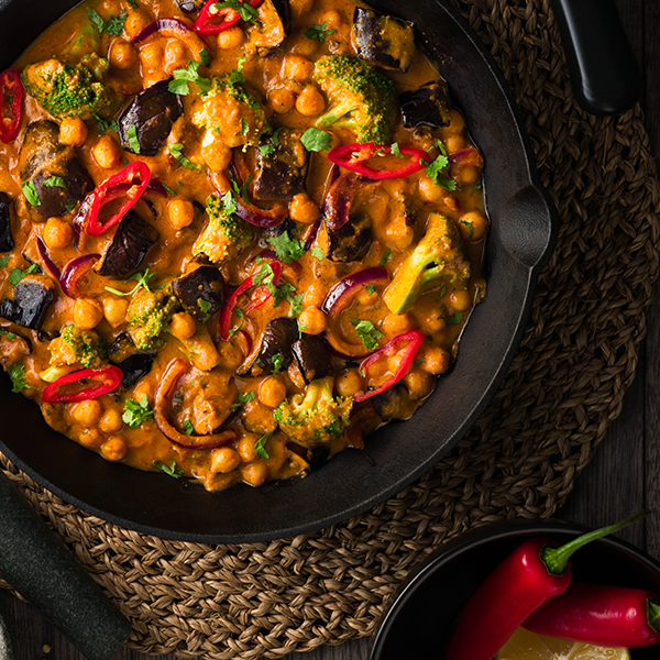 eggplant and chickpeas indian-style butter sauce