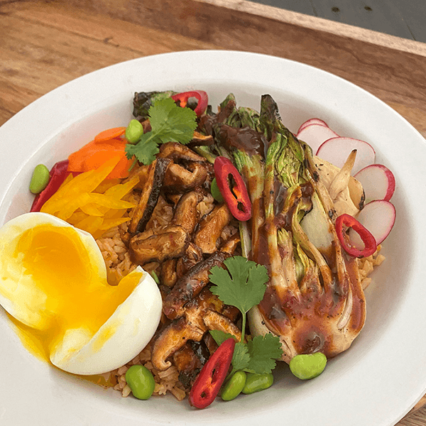 Korean-Style BBQ Bok Choy Rice Bowl