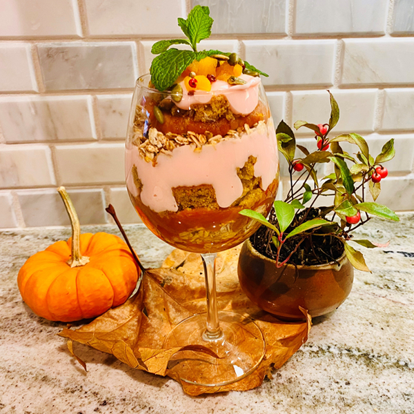Pumpkin Apricot Trifle with Wild Teaberry Crème Anglaise