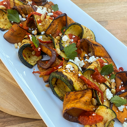 Custom Culinary - Grilled Zucchini & Eggplant with Harissa, Feta & Pine ...